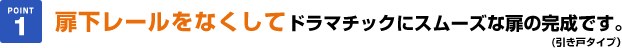 扉下レールをなくしてドラマチックにスムーズな扉の完成です。